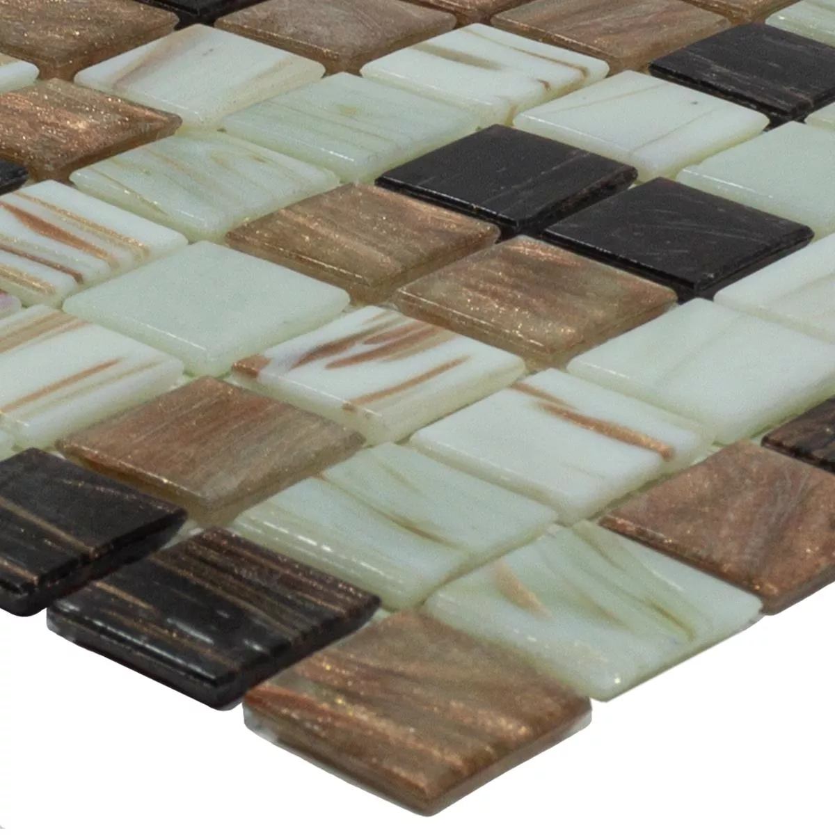 Mosaico De Cristal Lima Efecto Oro Marrón Blanco Mix