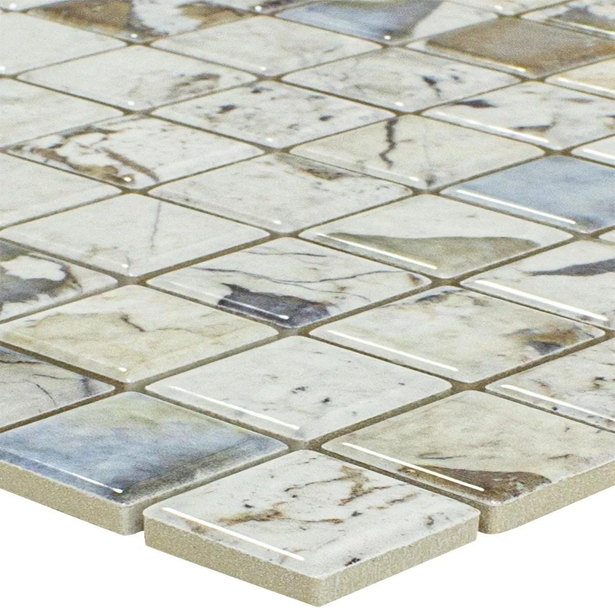 Mosaico Cerámico Azulejos Elysium Aspecto De Mármol Beige 23