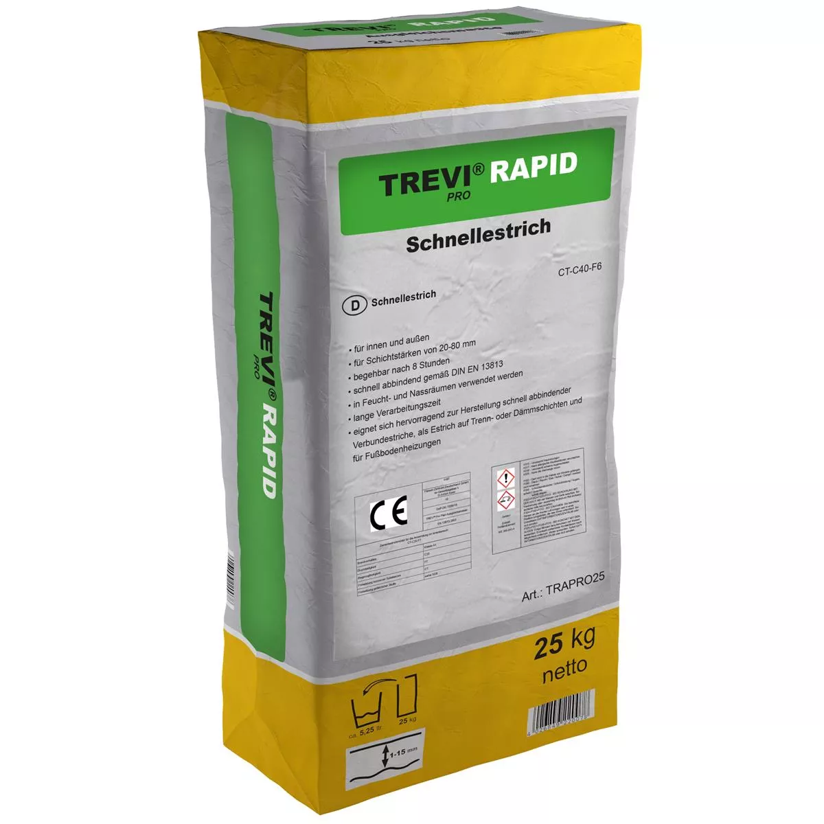 Solado de cemento de fraguado rápido Trevi Pro Rapid (25KG)