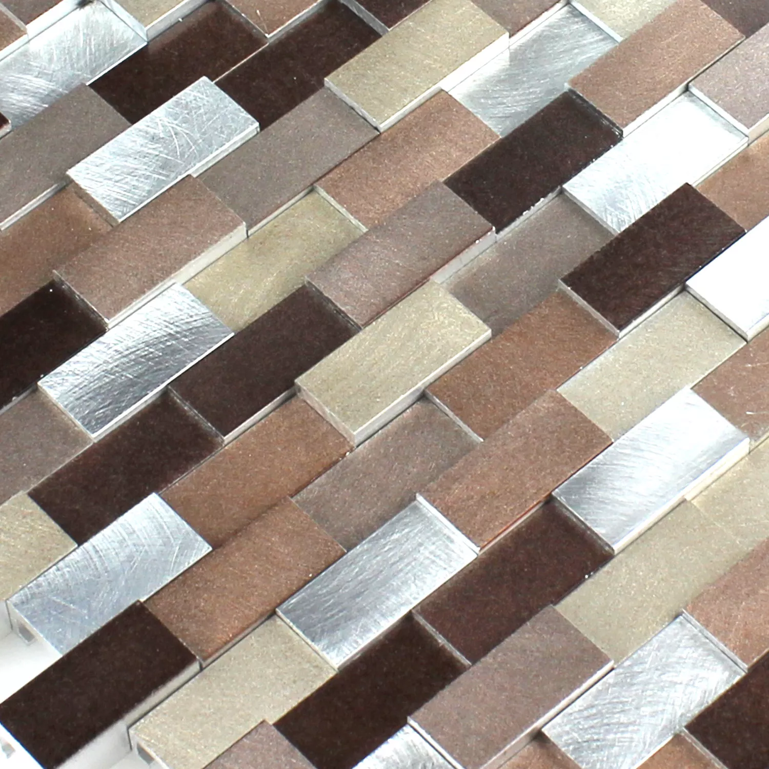 Azulejos De Mosaico Auminio Metal Langley 3D Cobre Marrón