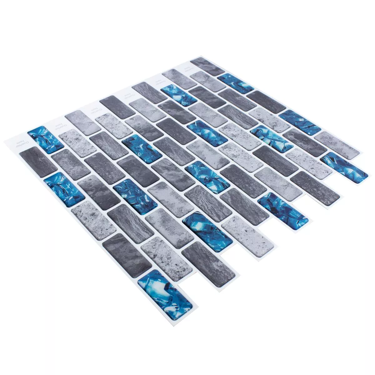 Vinilo Azulejos De Mosaico Belleza Azul Gris Autoadhesivo