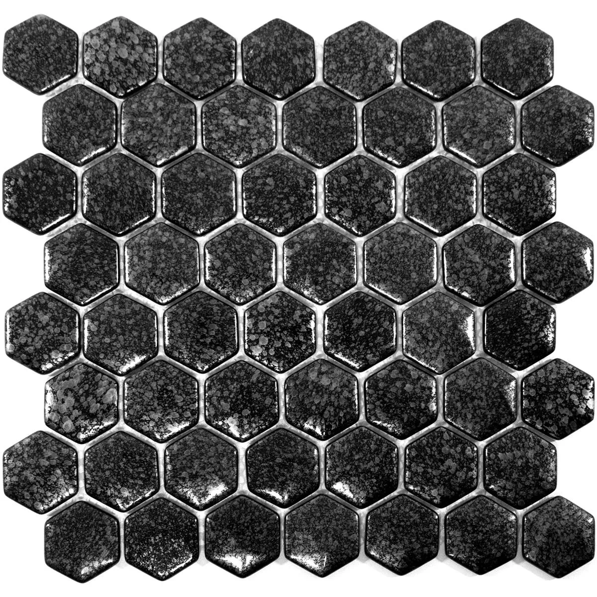 Muestra Mosaico de Cristal Azulejos Leopard Hexagonales 3D Gris