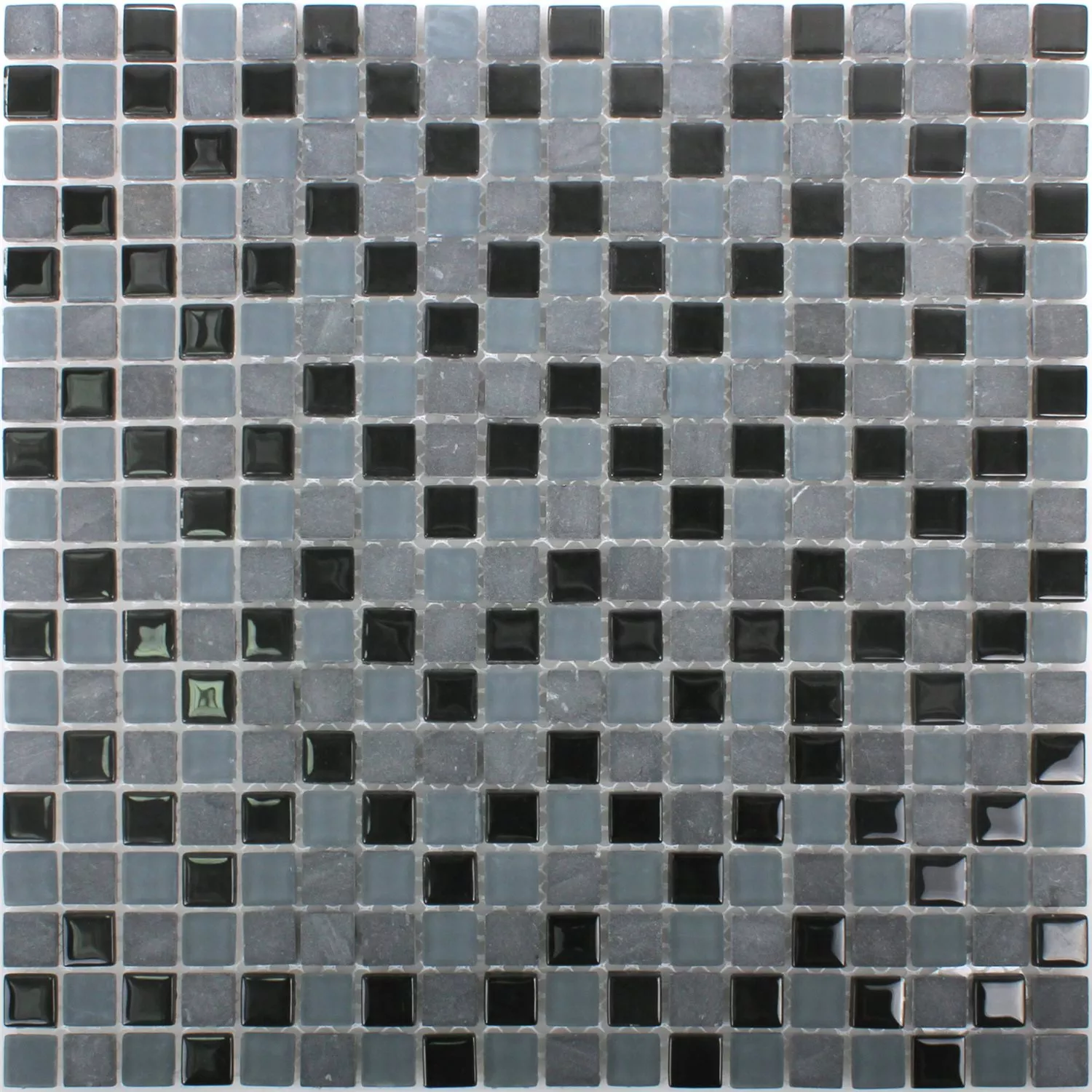 Muestra Azulejos De Mosaico Mármol Cristal Mezcla Kobra Negro Gris 