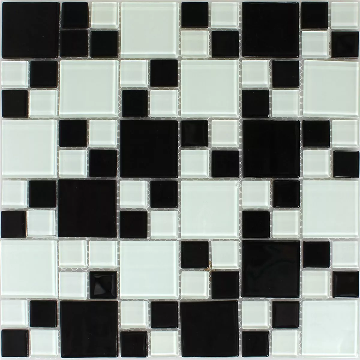 Azulejos De Mosaico Cristal Negro Blanco Mezcla