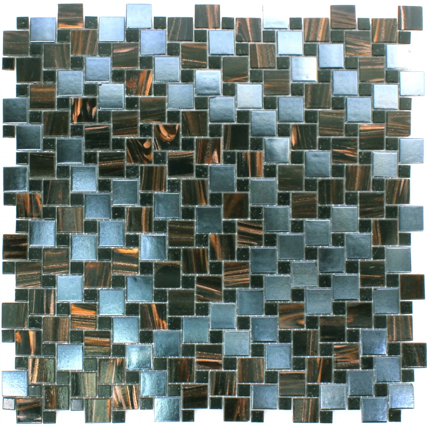 Muestra Azulejos De Mosaico Cristal Tahiti Marrón Metálico