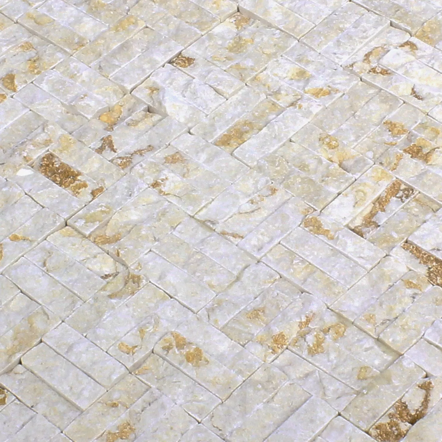 Muestra Mosaico De Piedra Natural Mármol Parkett Splitface 3D Beige