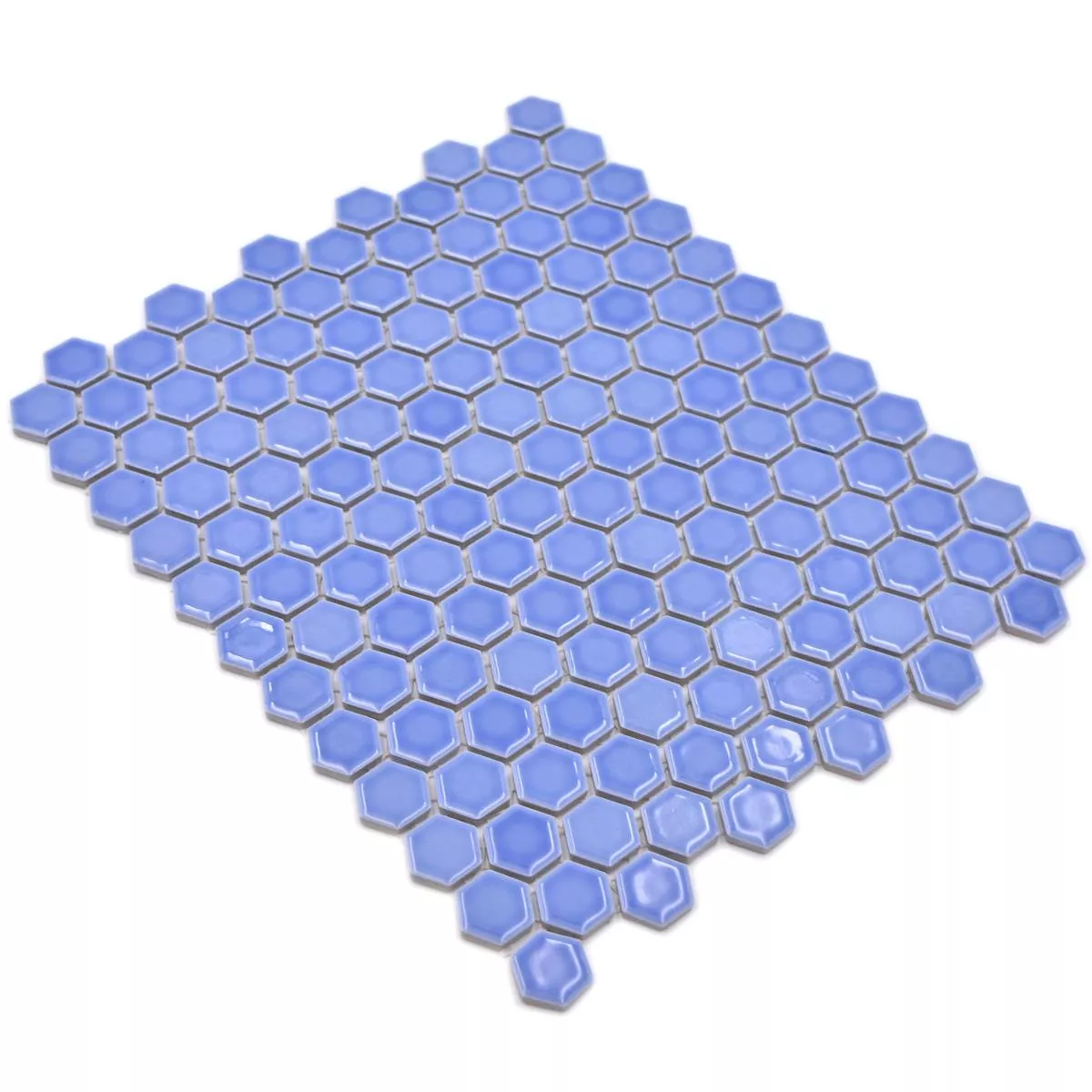 Muestra de Mosaico Cerámico Salomon Hexagonales Azul Claro H23