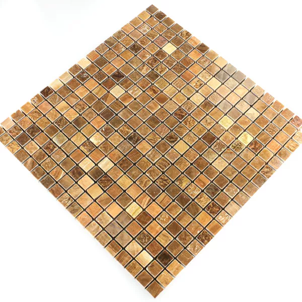 Azulejos De Mosaico Mármol Marrón Pulido 15x15x7mm