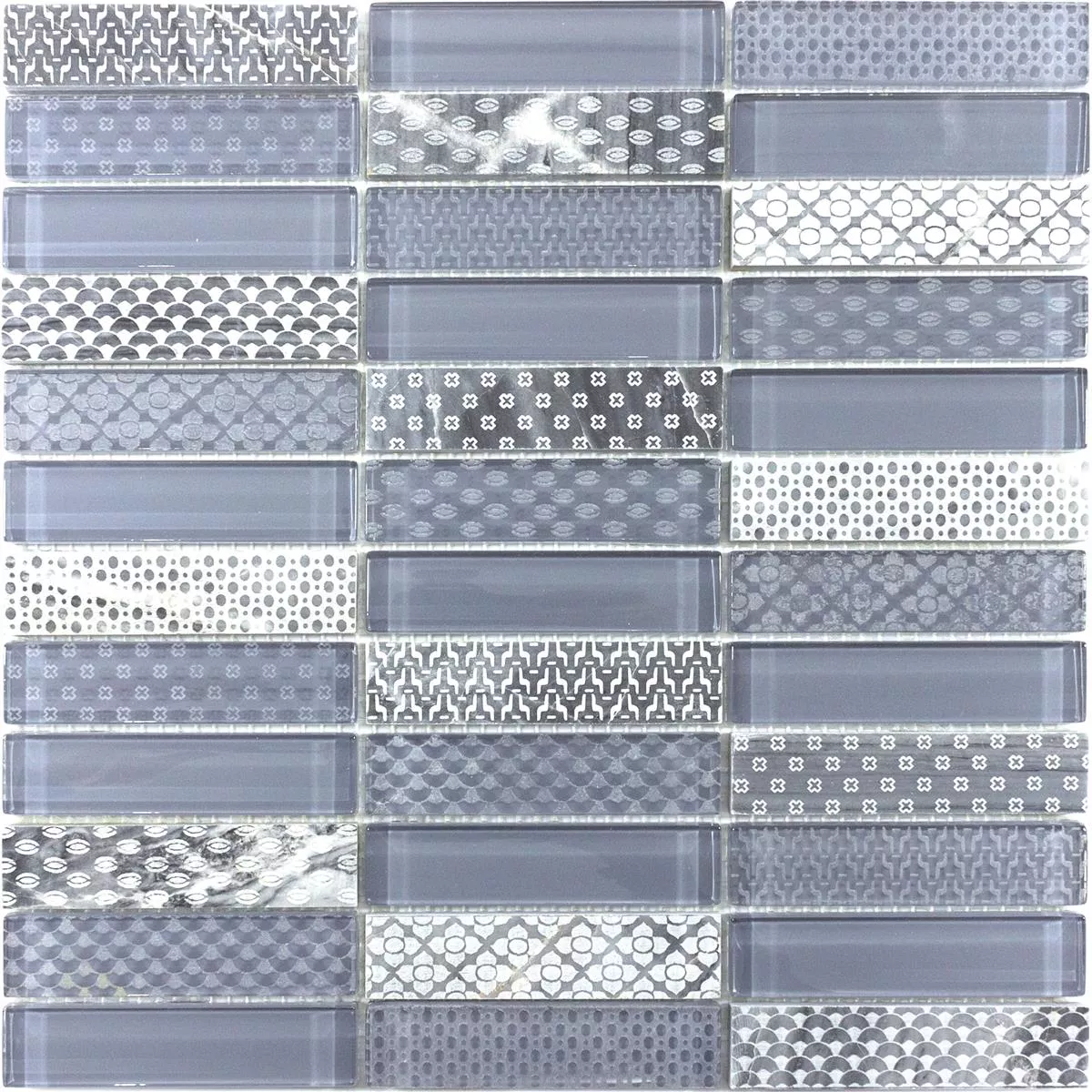 Muestra Vidrio Piedra Natural Mosaico Azulejos Celestiana Ornamento Brick Gris Mix