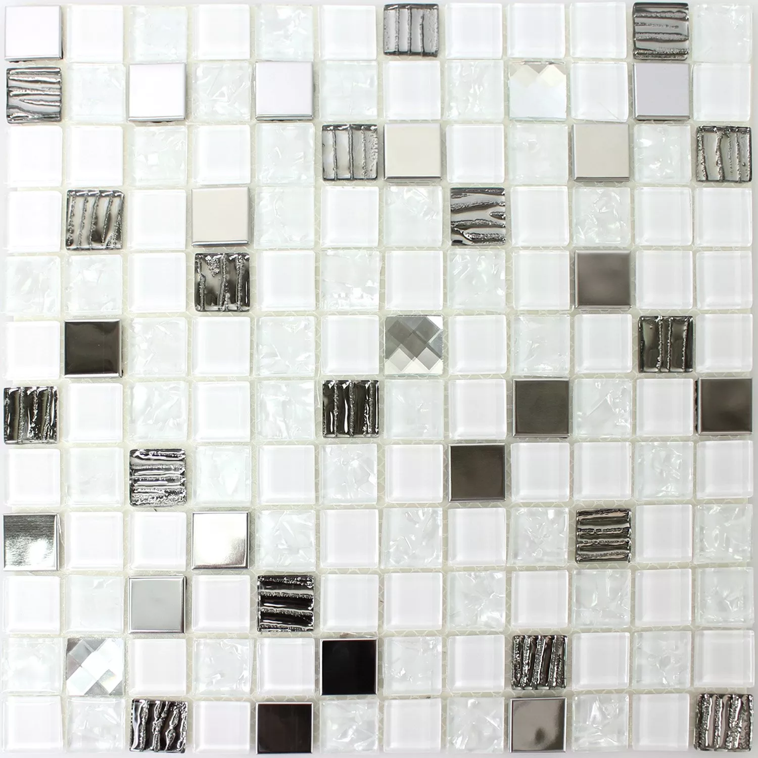 Autoadhesivoes Azulejos De Mosaico Blanco Plateado