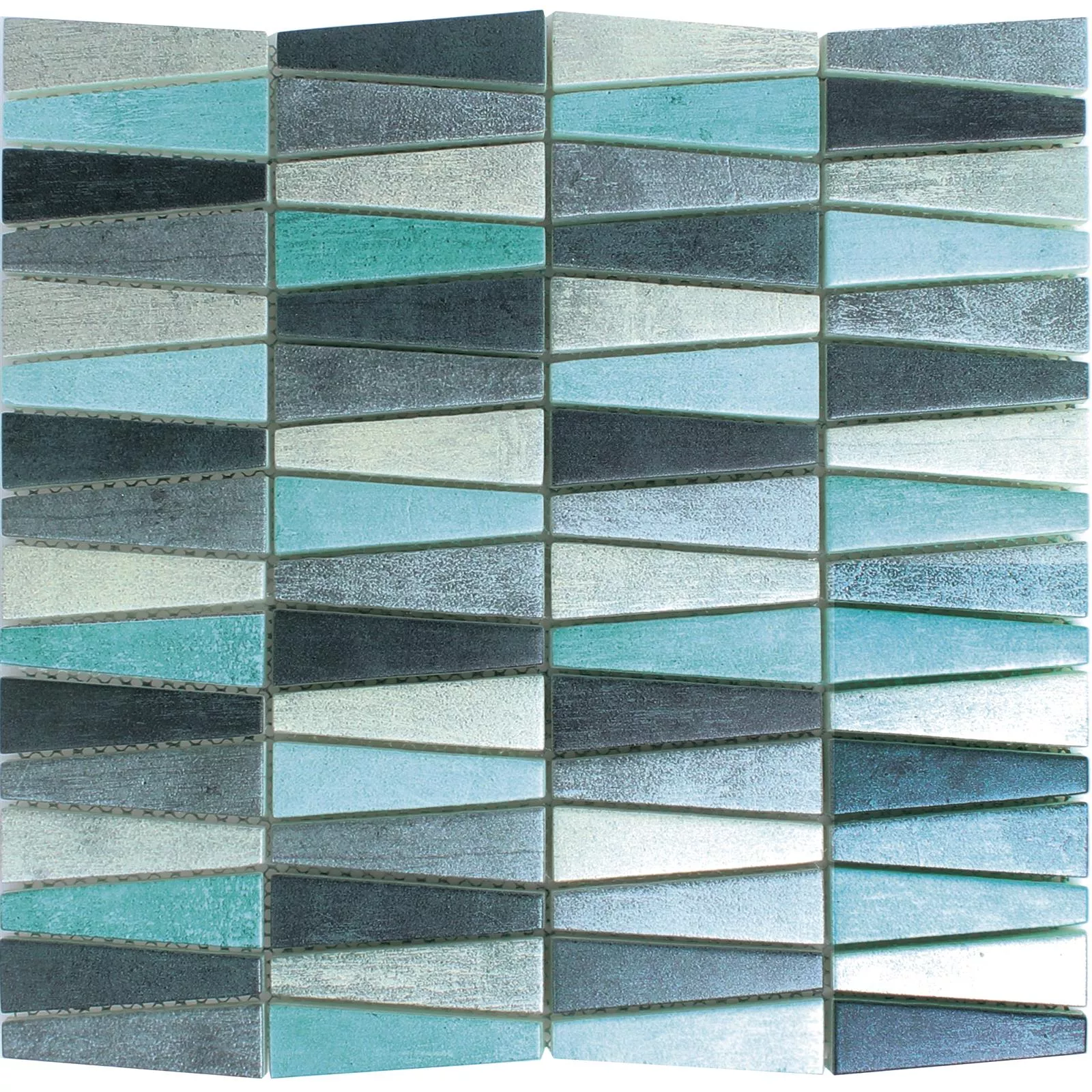 Muestra Mosaico de Cristal Azulejos Wolgagrad Negro Gris Plateado Verde