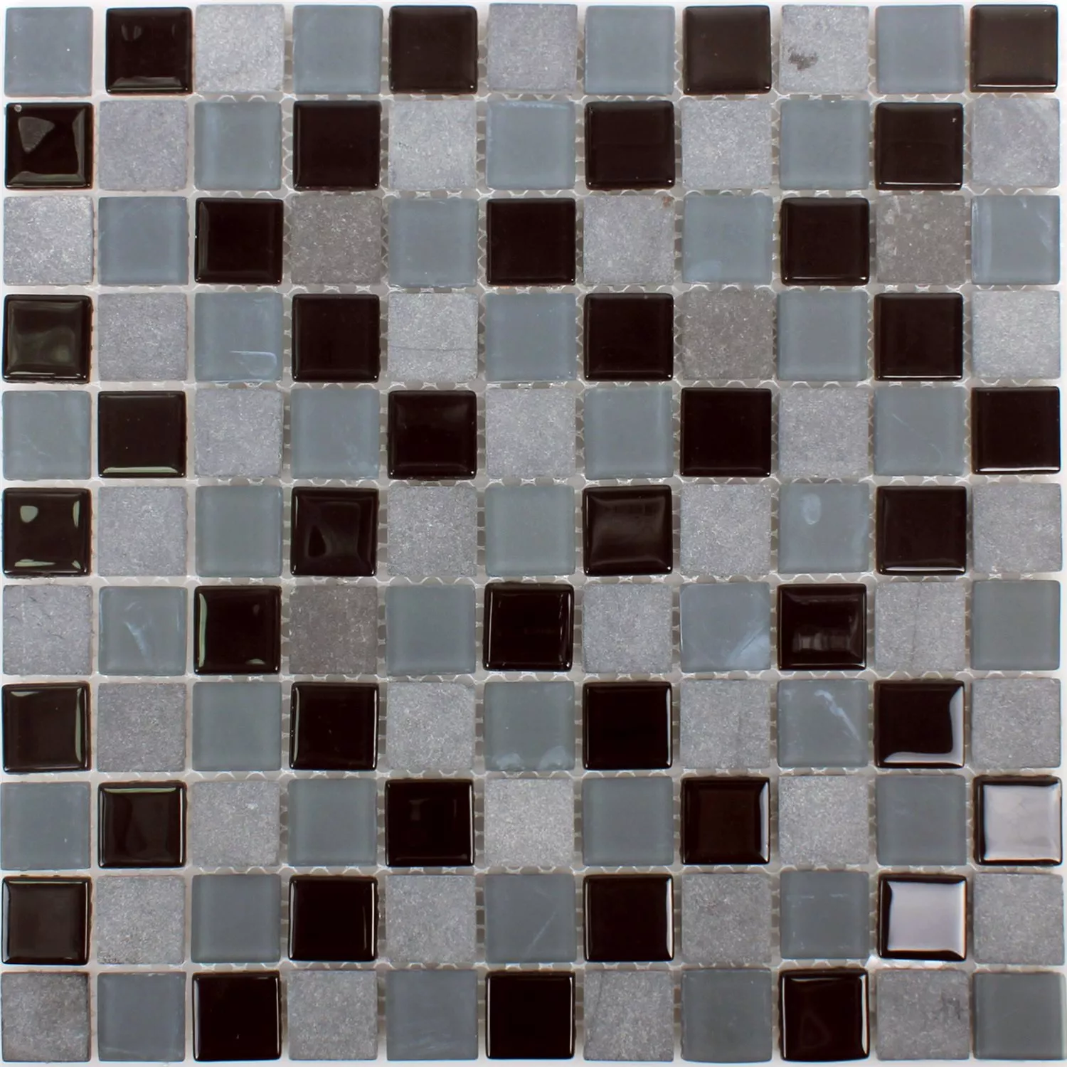 Azulejos De Mosaico Mármol Cristal Mezcla Kobra Negro Gris 25