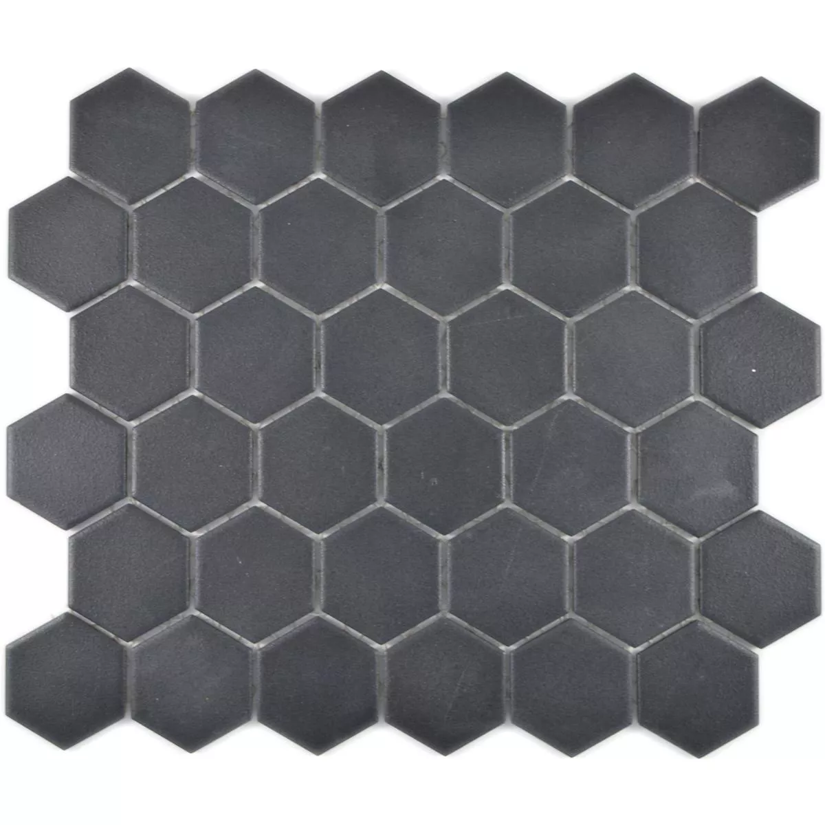 Muestra Mosaico Cerámico Bismarck R10B Hexagonales Negro H51