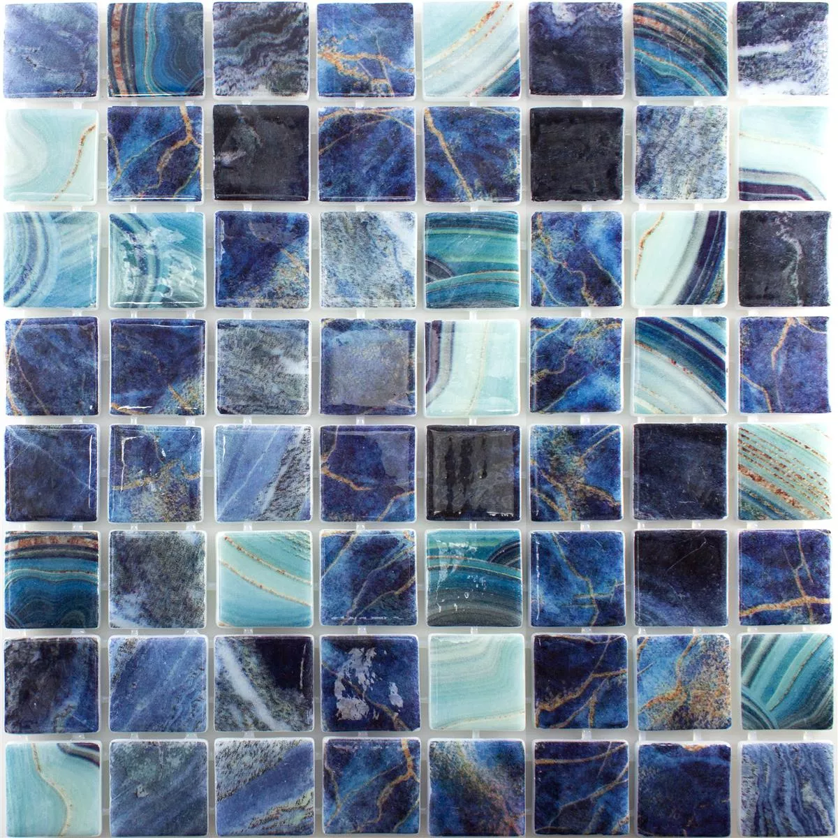 Vidrio Piscina Mosaico Baltic Azul Turquesa 38x38mm