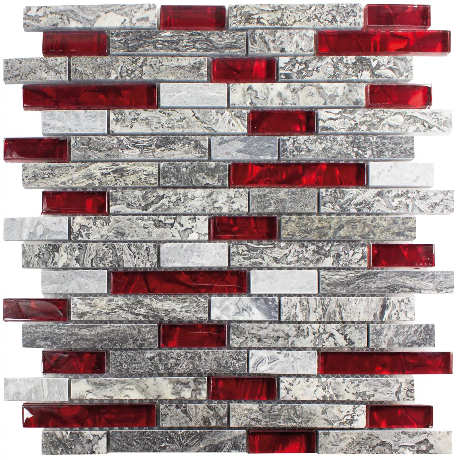 Mosaico de Cristal Azulejos De Piedra Natural Manavgat Gris Rojo Brick