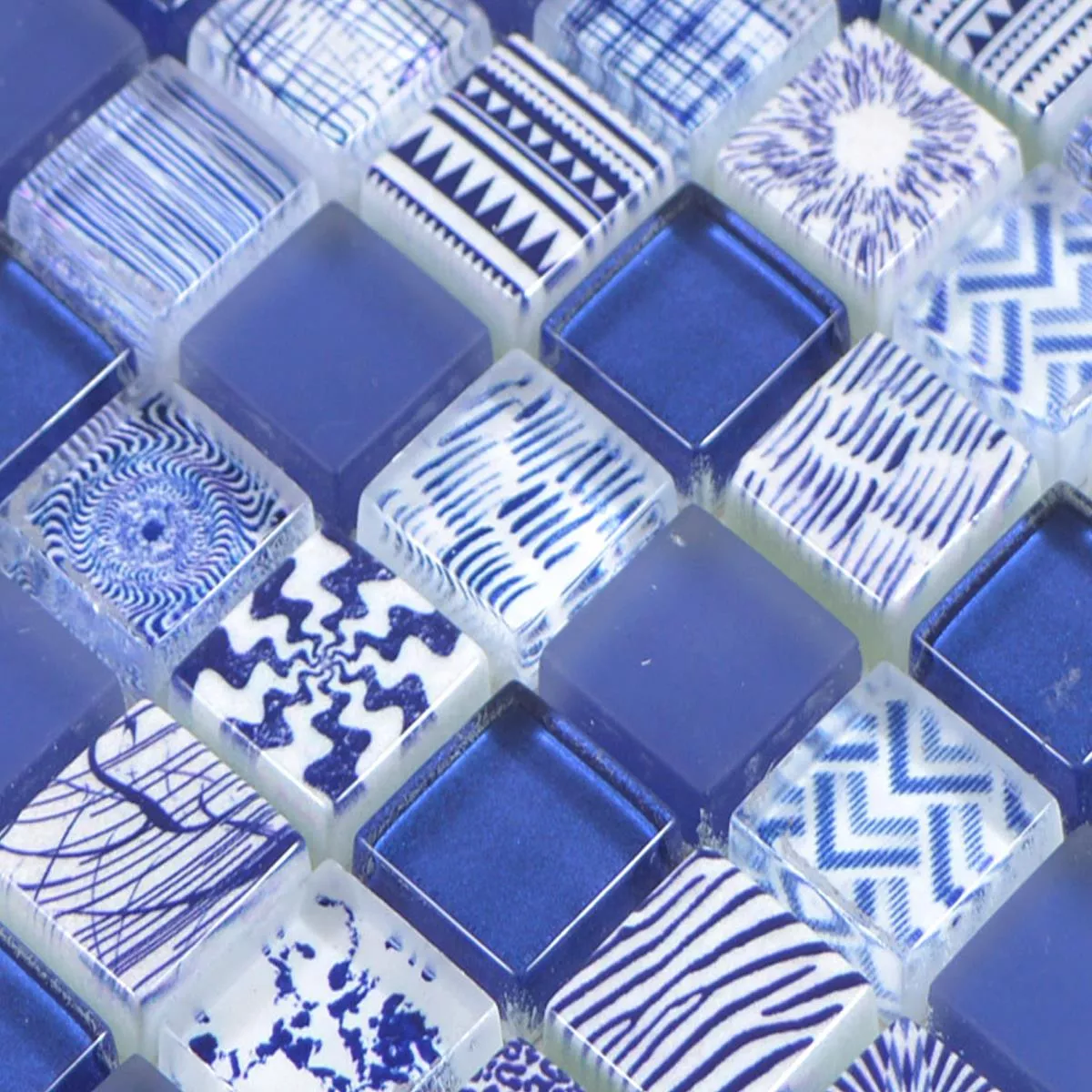 Muestra Mosaico De Cristal Azulejos Cornelia Aspecto Retro Azul