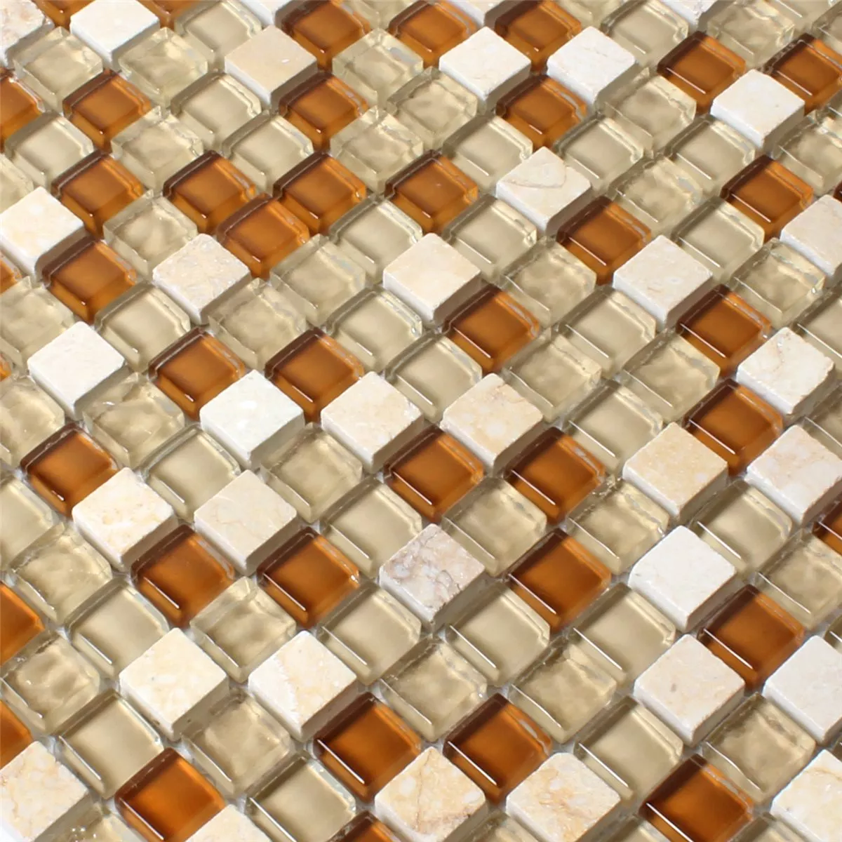 Muestra Azulejos De Mosaico Cristal Mármol Marrón Beige 