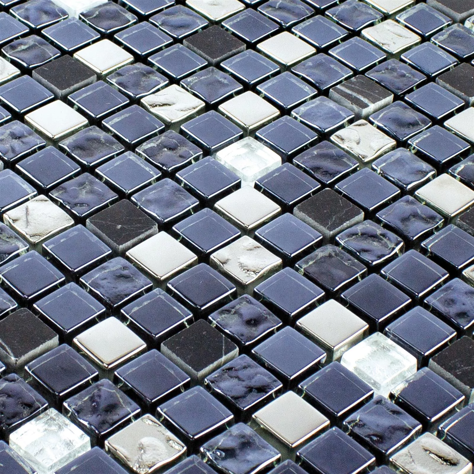 Cristal Piedra Natural Azulejos De Mosaico Cooktown Negro Plateado