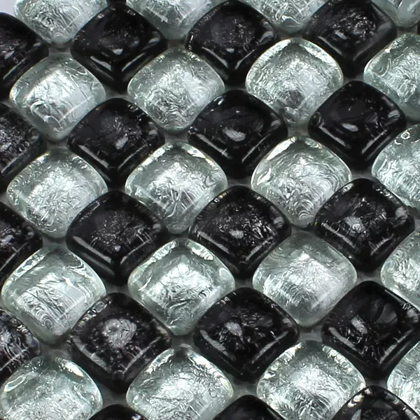 Muestra Azulejos De Mosaico Cristal On The Rocks Negro Plateado
