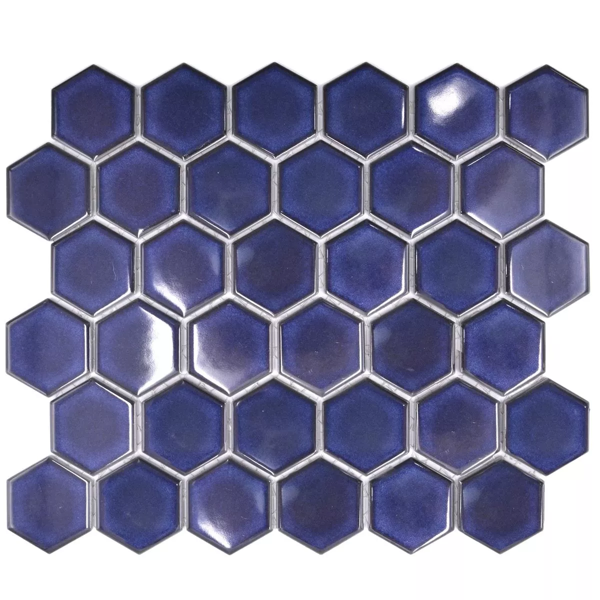 Muestra de Mosaico Cerámico Salomon Hexagonales Cobalto Azul H51