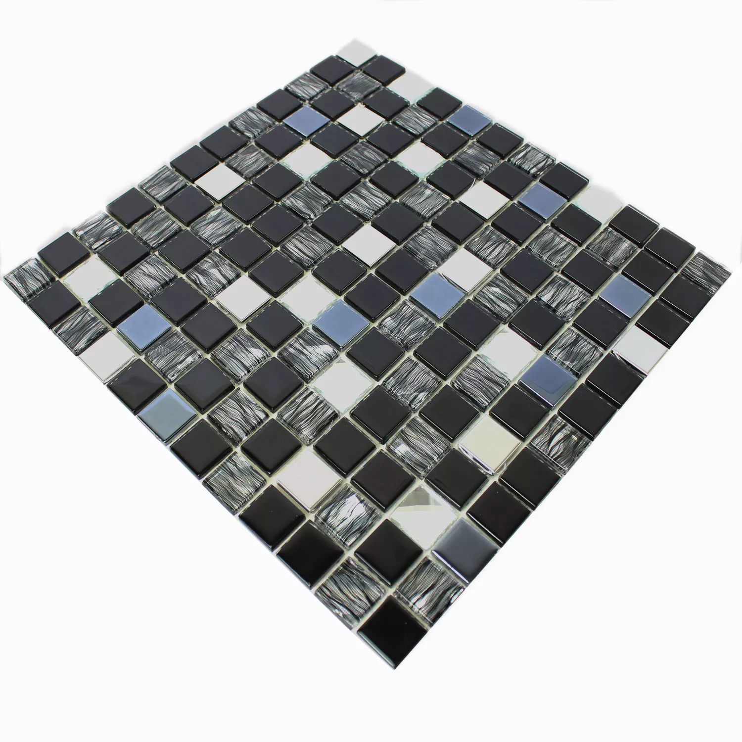 Autoadhesivoe Azulejos De Mosaico Negro Plateado