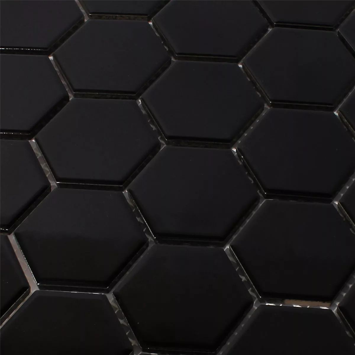 Azulejos De Mosaico Cerámica Hexagonales Negro Brillante H51