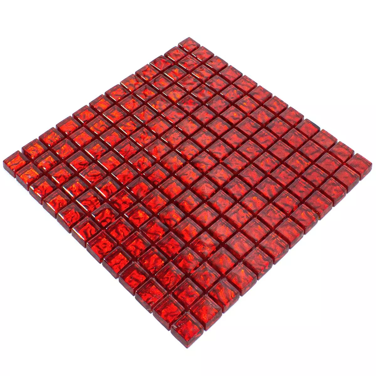 Muestra Mosaico de Cristal Azulejos Santa Cruz Estructurado Rojo