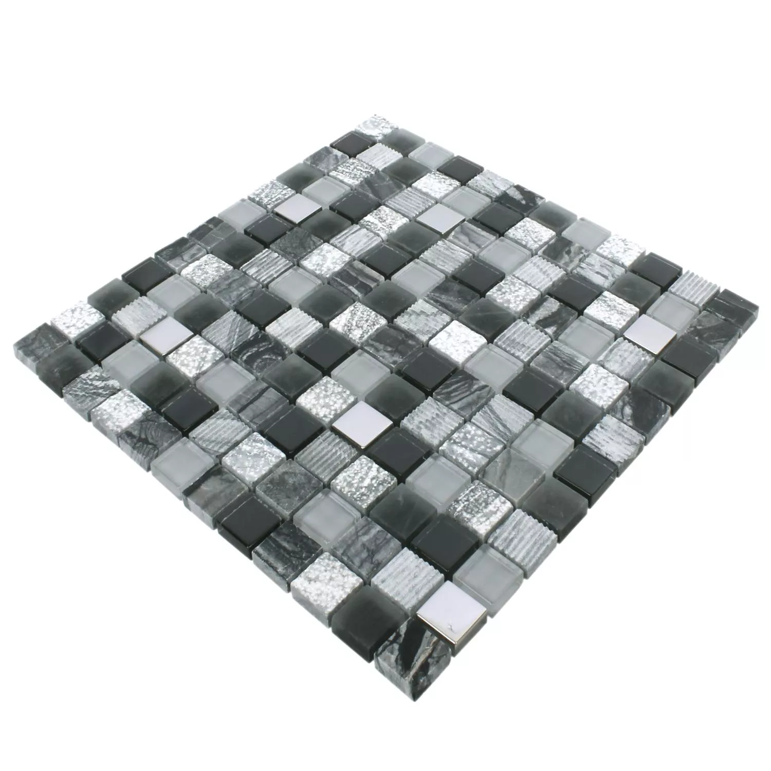 Azulejos De Mosaico Venzona Negro Plateado 23