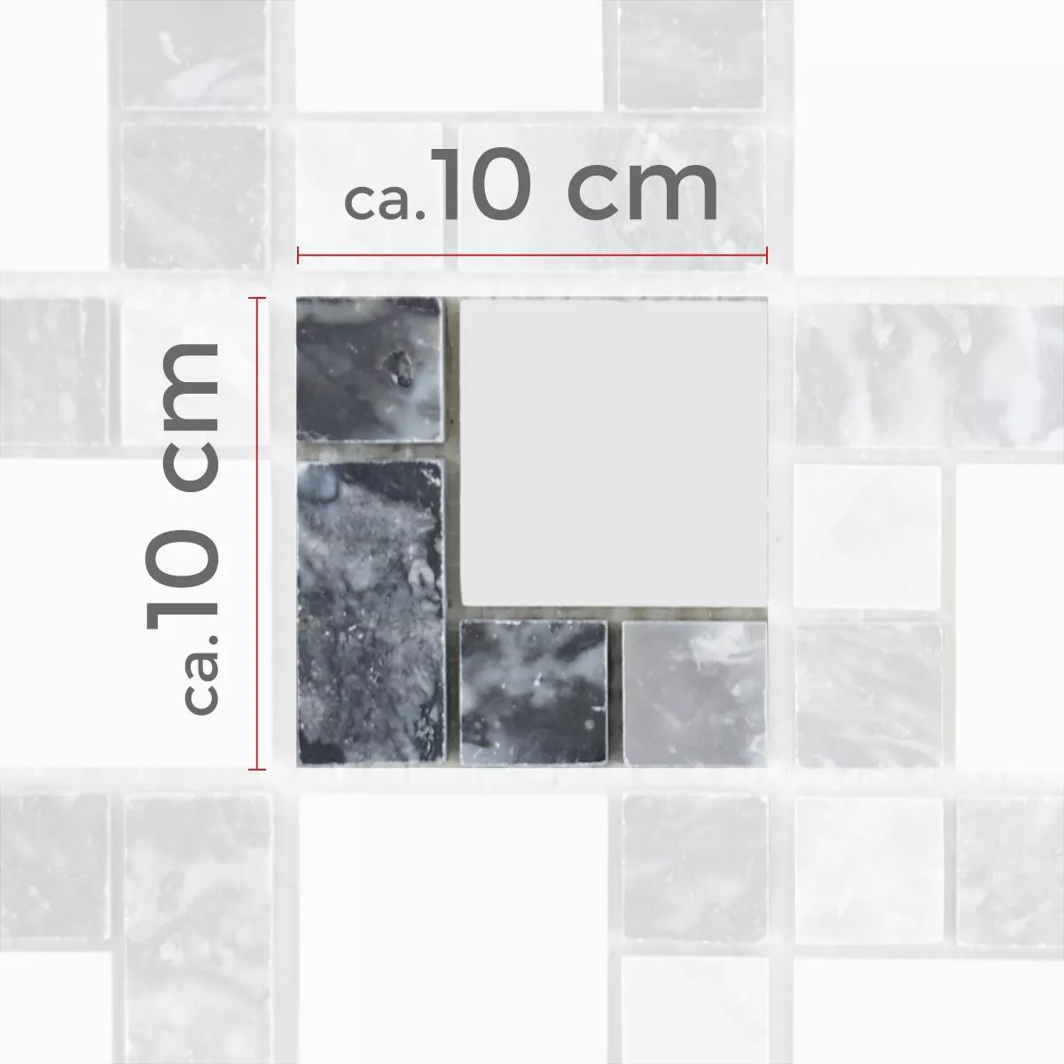 Muestra Mármol Mosaico De Piedra Natural Azulejos Cordoba Negro Gris Blanco