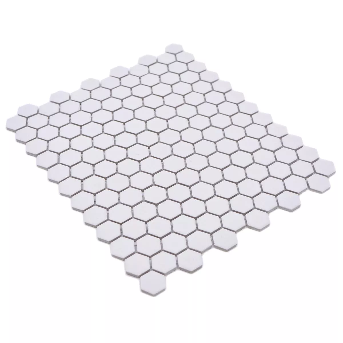 Muestra Mosaico Cerámico Bismarck R10B Hexagonales Blanco H23