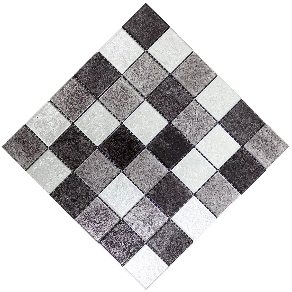 Mosaico de Cristal Azulejos Curlew Negro Plateado Q48 4mm