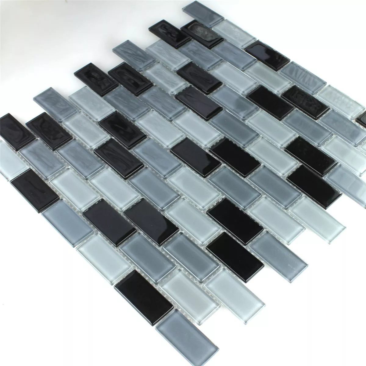 Muestra Mosaico De Cristal Azulejos Negro Mezcla