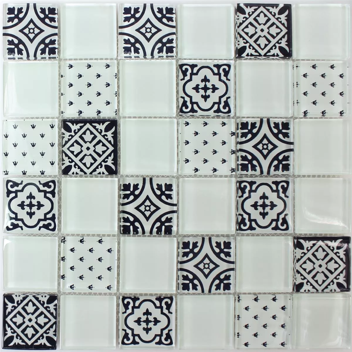 Azulejos De Mosaico Cristal Barock Ornamento Blanco