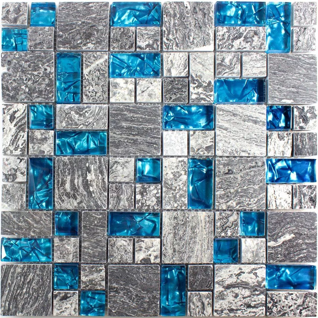 Mosaico de Cristal Azulejos De Piedra Natural Manavgat Gris Azul 2 Mix
