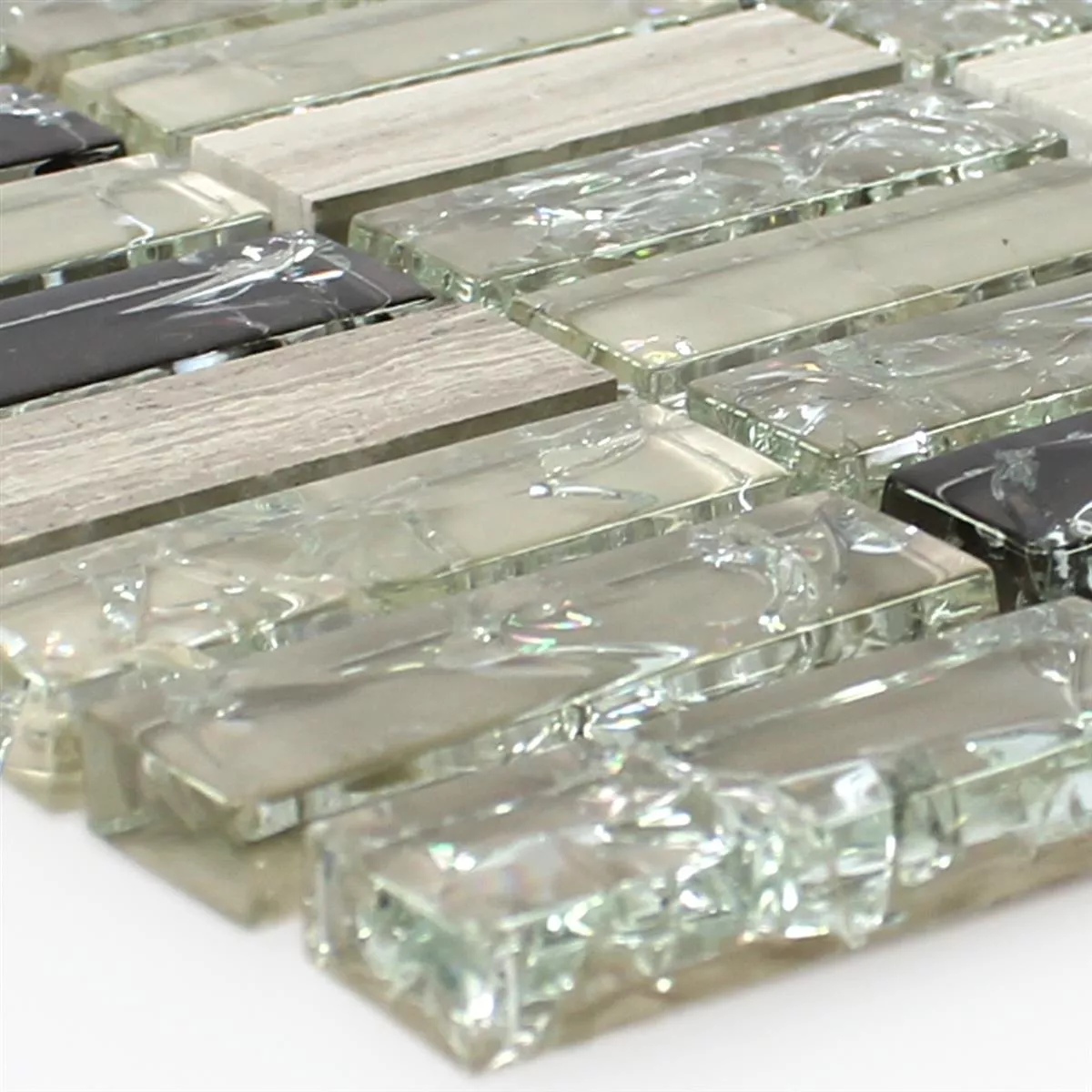 Azulejos De Mosaico Cristal Piedra Natural Palillos Vidrios Rotos Gris Verde
