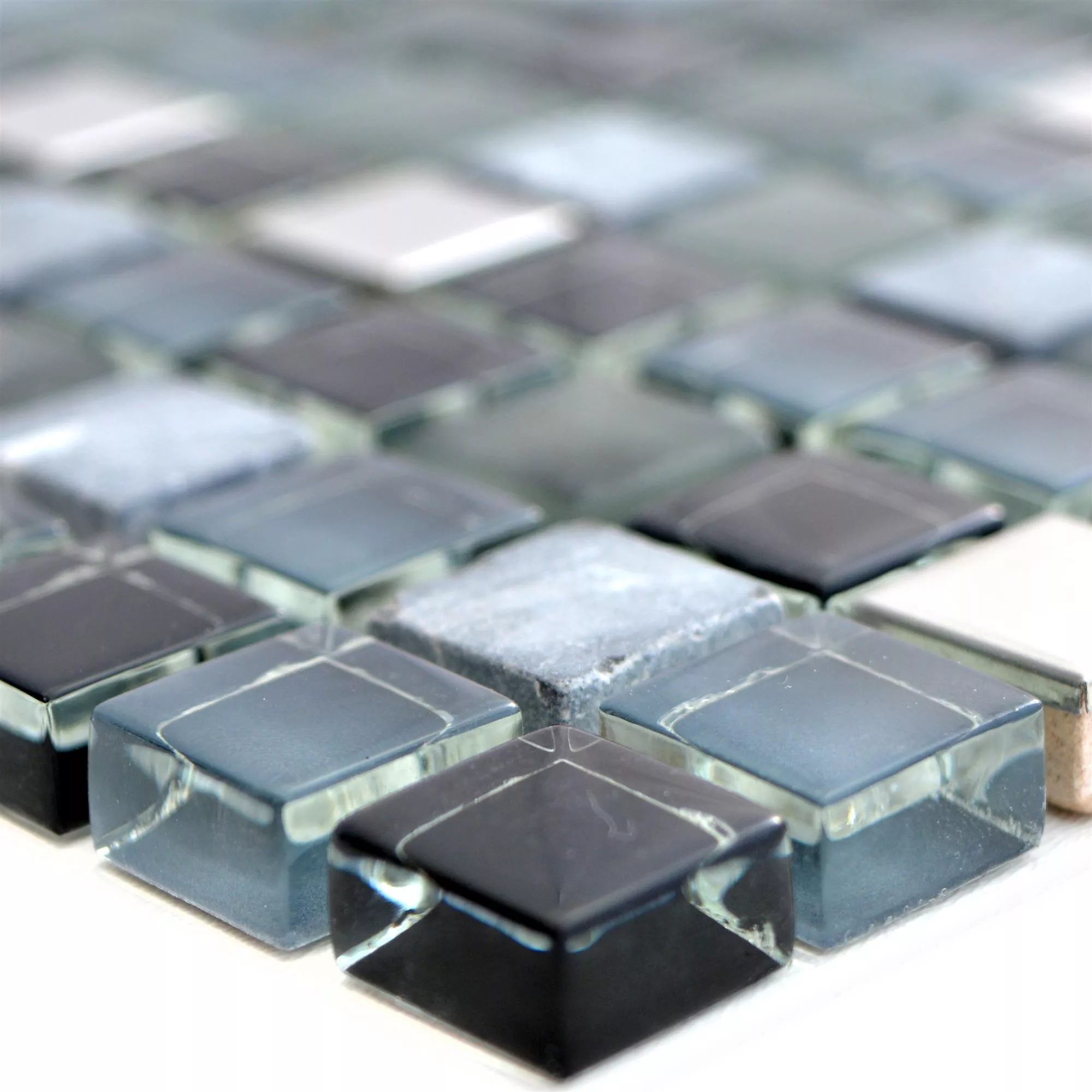 Cristal Piedra Natural Acero Azulejos De Mosaico Romeo Negro