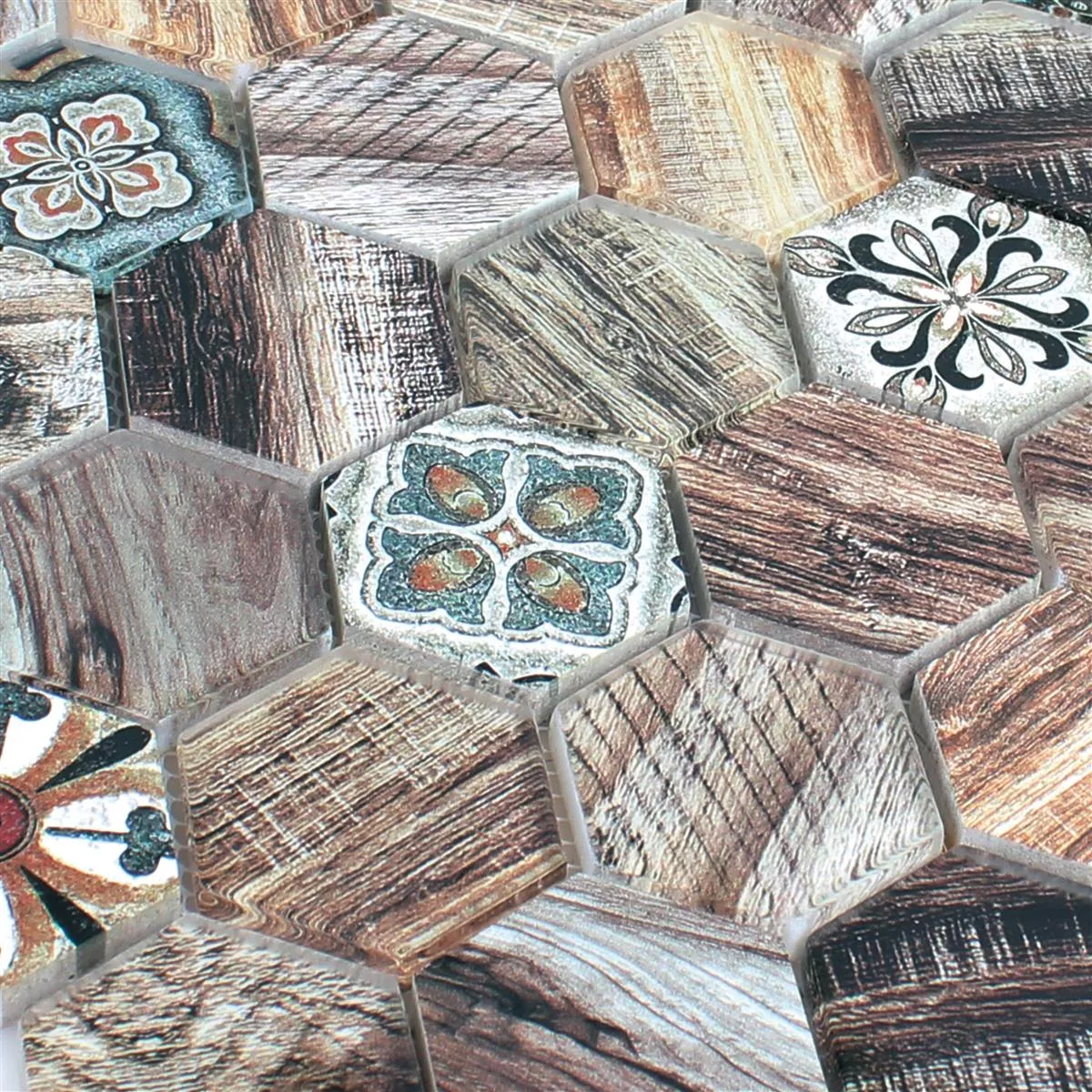 Muestra Cristal Mosaico De Piedra Natural Eritrea Aspecto de Madera Marrón Gris