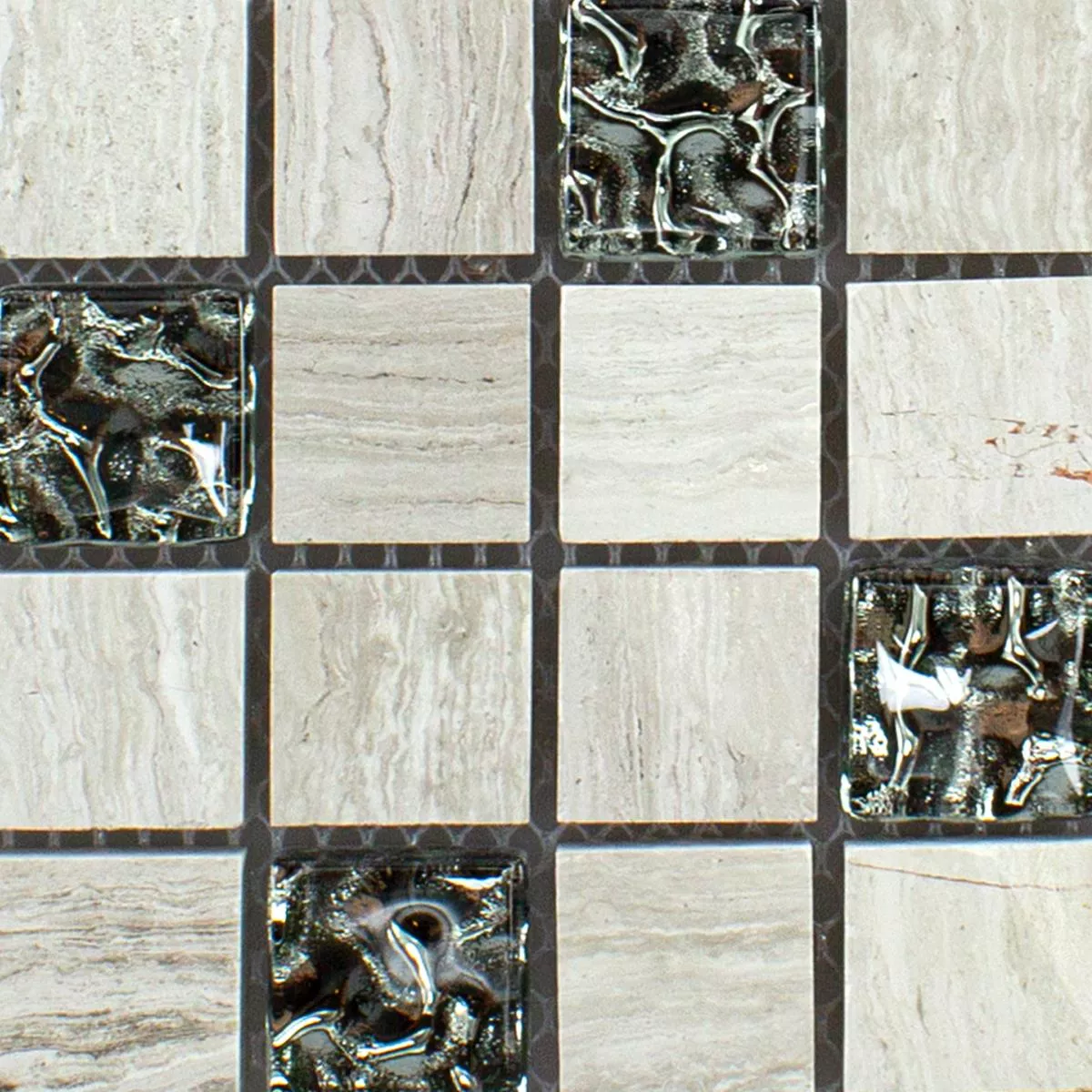 Muestra Cristal Piedra Natural Metal Azulejos De Mosaico Fulda Gris Plateado