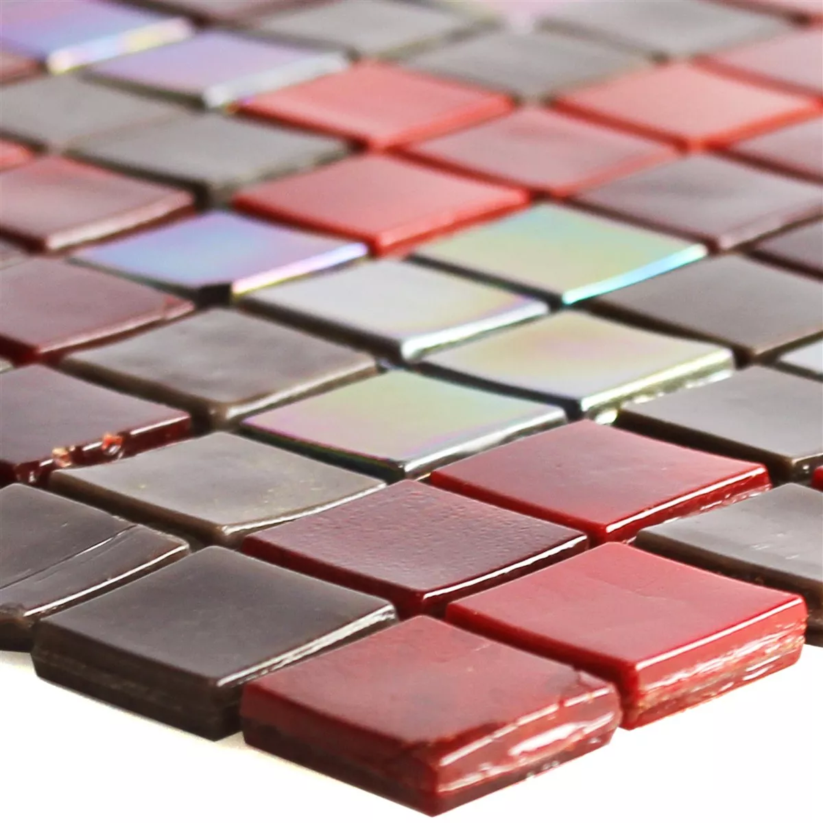 Cristal Azulejos De Mosaico Rexford Efecto Nacarado Marrón Rojo