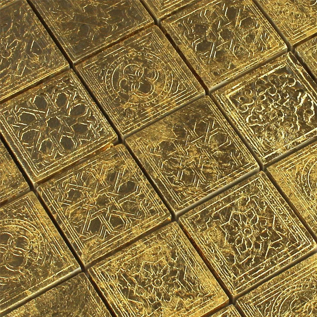 Muestra Azulejos De Mosaico Cerámica Oro 