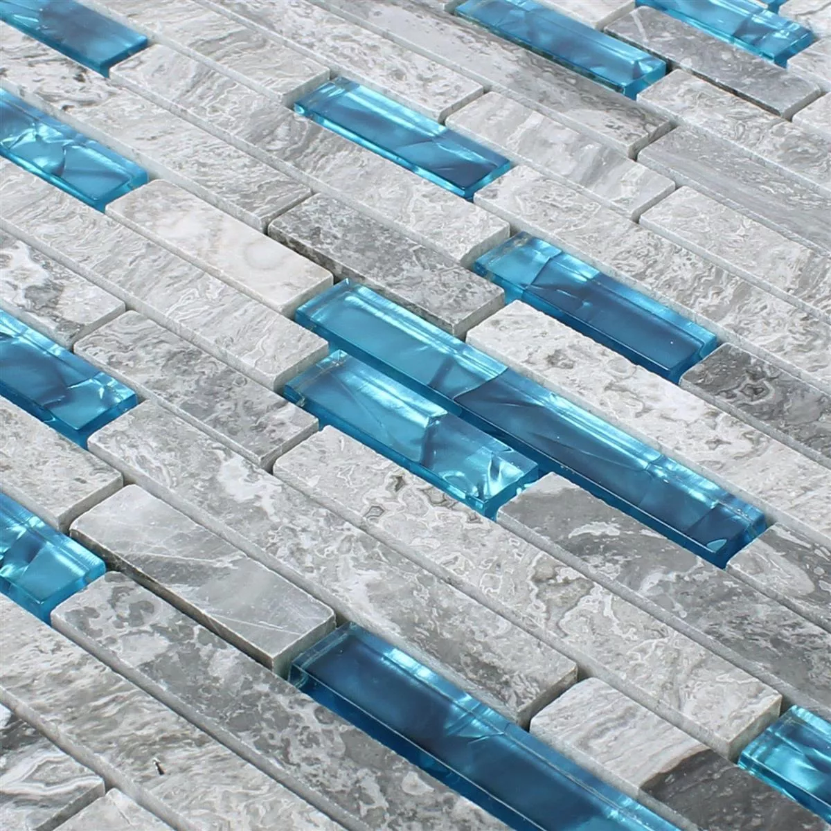 Muestra Mosaico De Cristal Azulejos De Piedra Natura Sinop Gris Azul