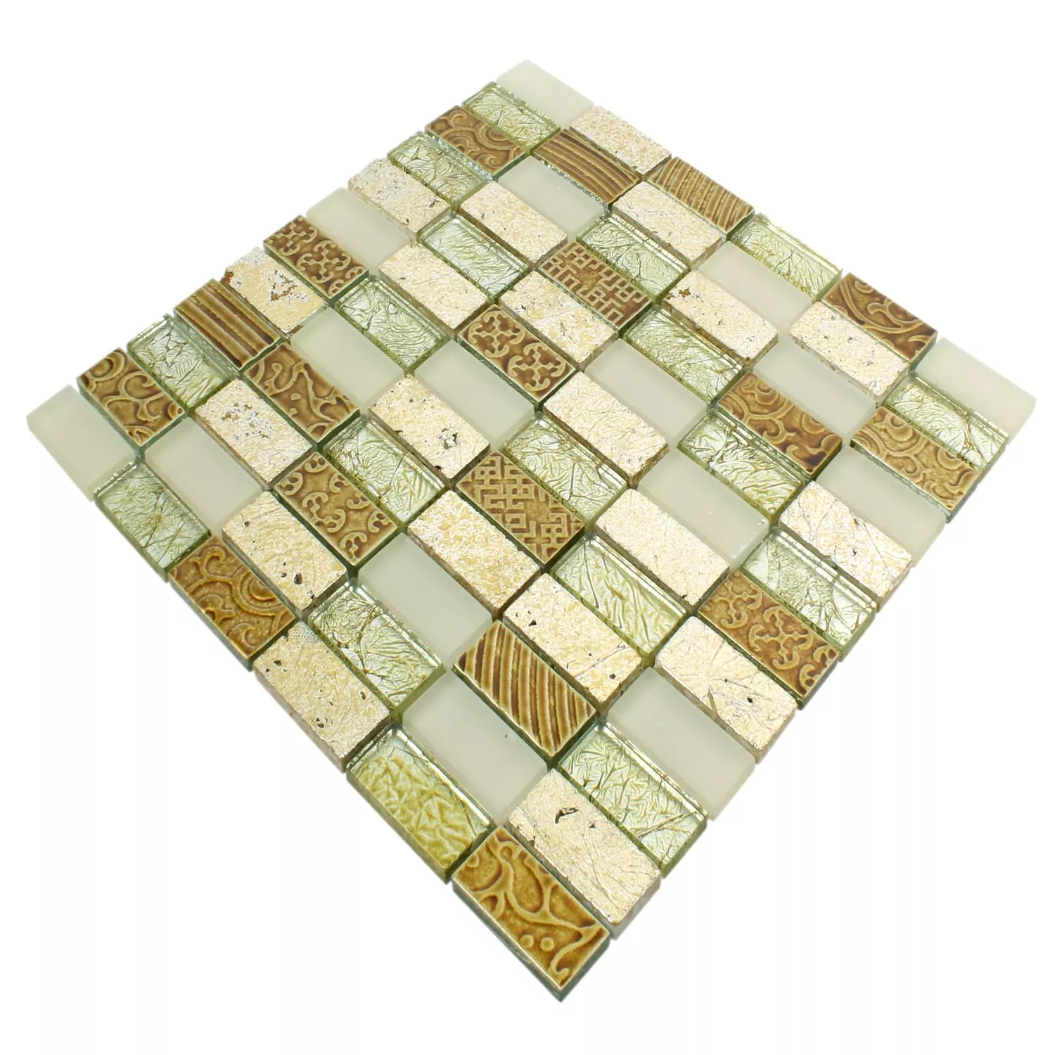 Muestra Azulejos De Mosaico Cristal Piedra Natural Piroshka Oro