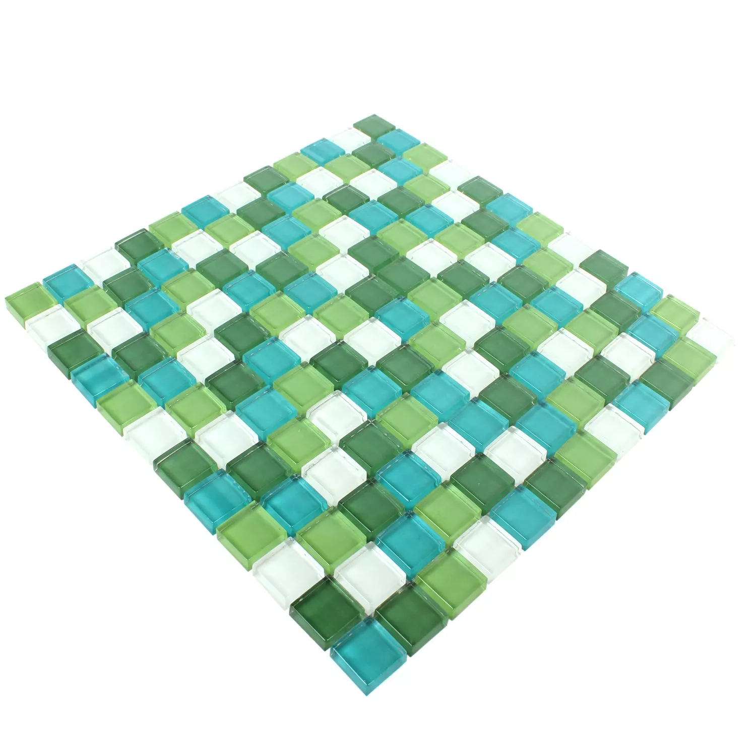 Azulejos De Mosaico Cristal Palmas Verde Blanco