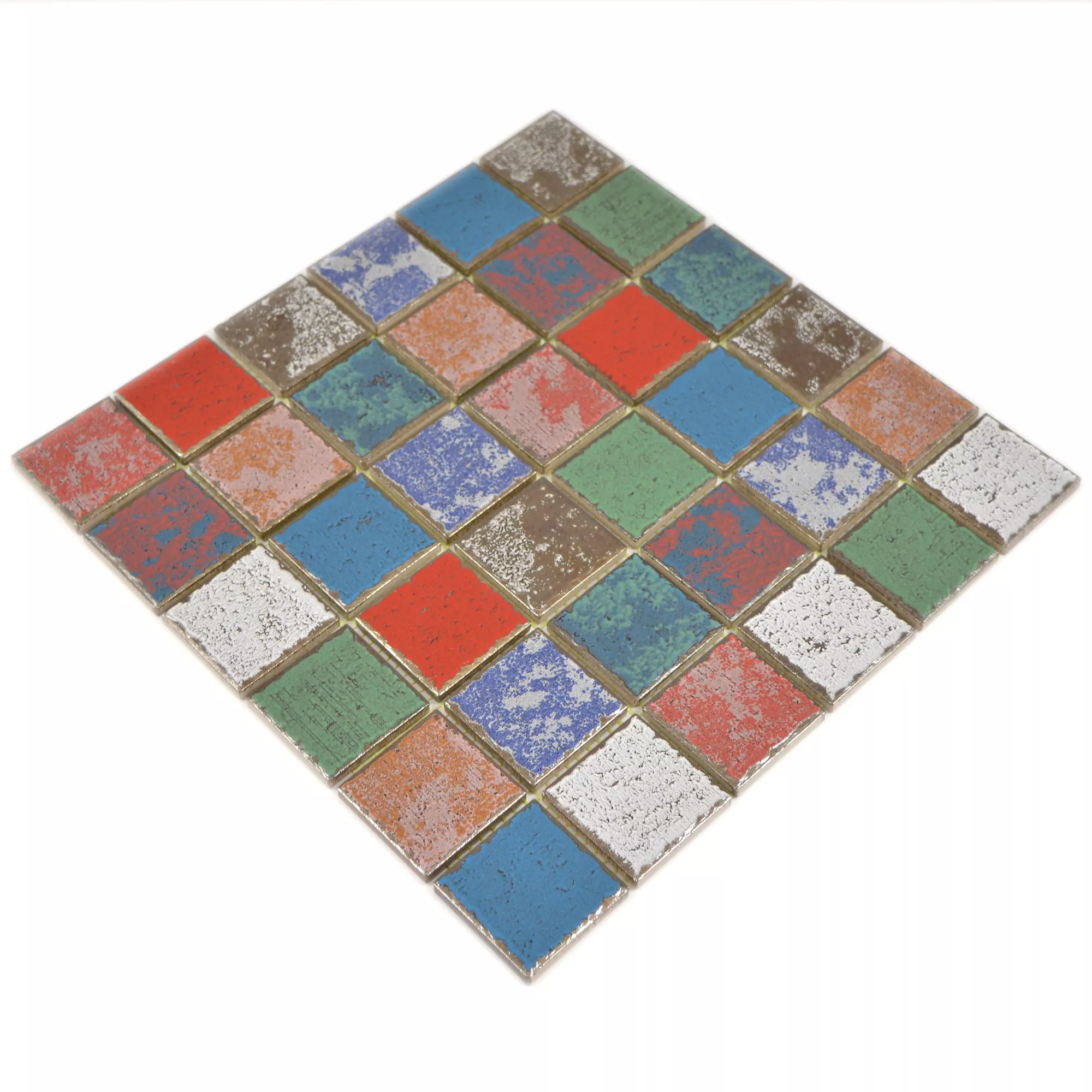 Muestra Cerámica Azulejos De Mosaico Oriente Aspecto Retro Colorido