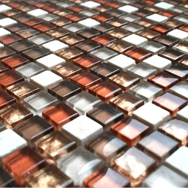 Azulejos De Mosaico Cristal Mármol 15x15x8mm Rojo Mezcla