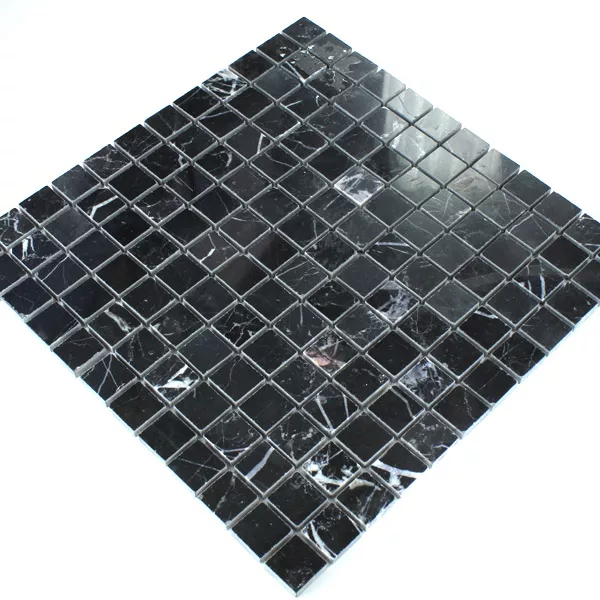 Azulejos De Mosaico Mármol 23x23x8mm Negro Pulido