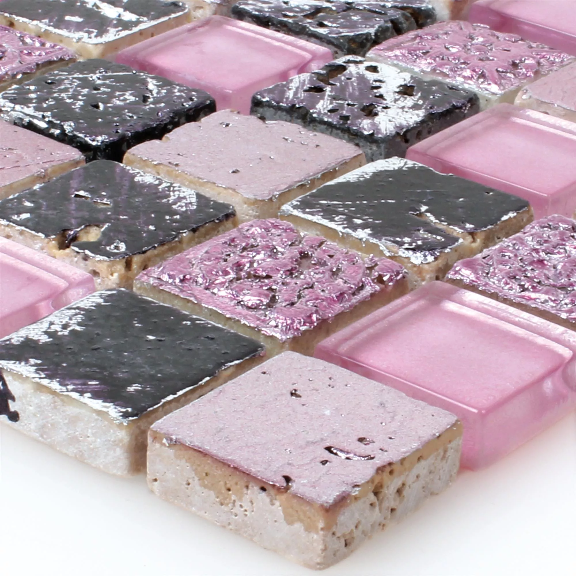Azulejos De Mosaico Cristal Resina Piedra Natural Pink Mezcla Azulejos De Mosaico Cristal Resina Piedra Natural Pink Mezcla