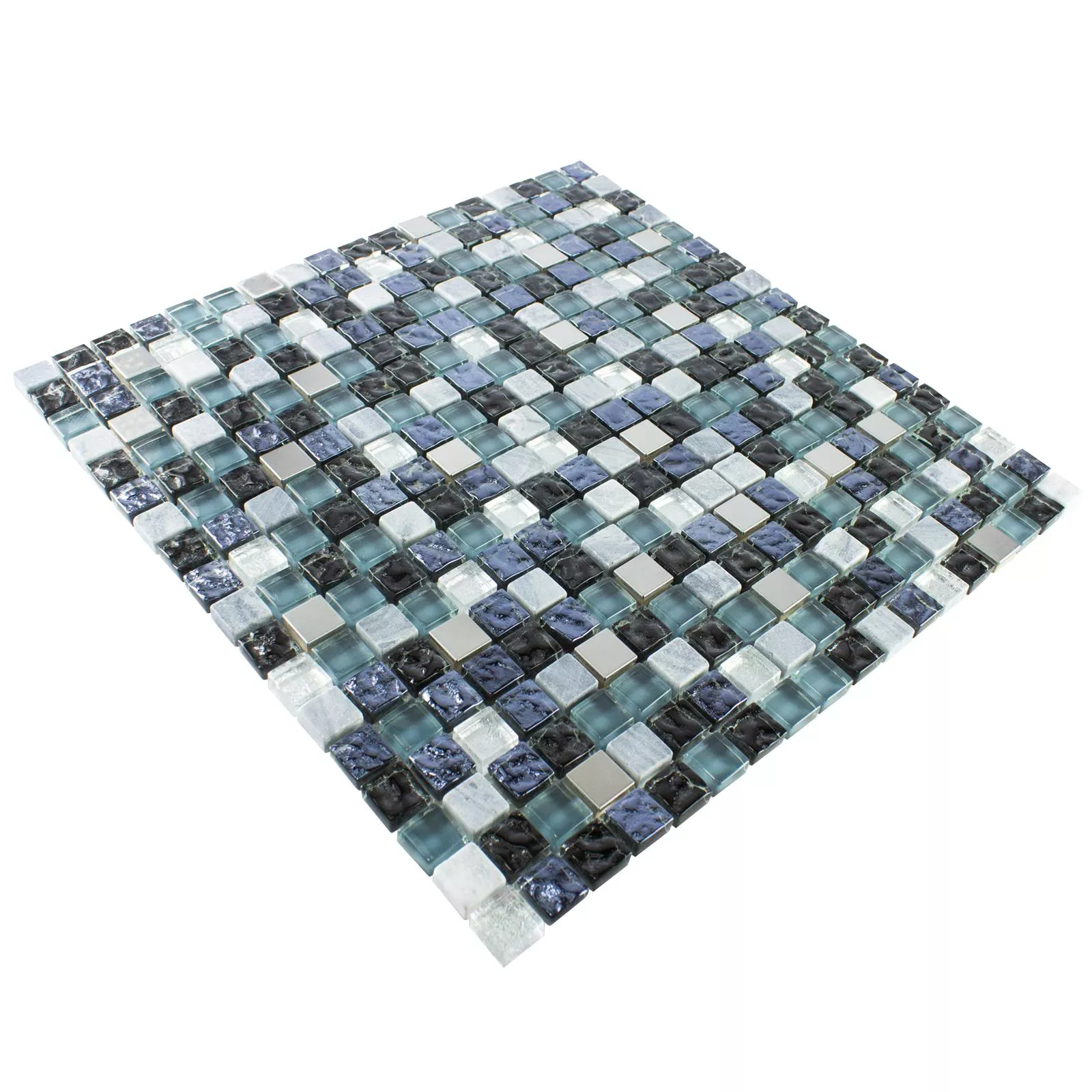 Cristal Piedra Natural Acero Inoxidable Mosaico Dysart Gris Azul Plateado