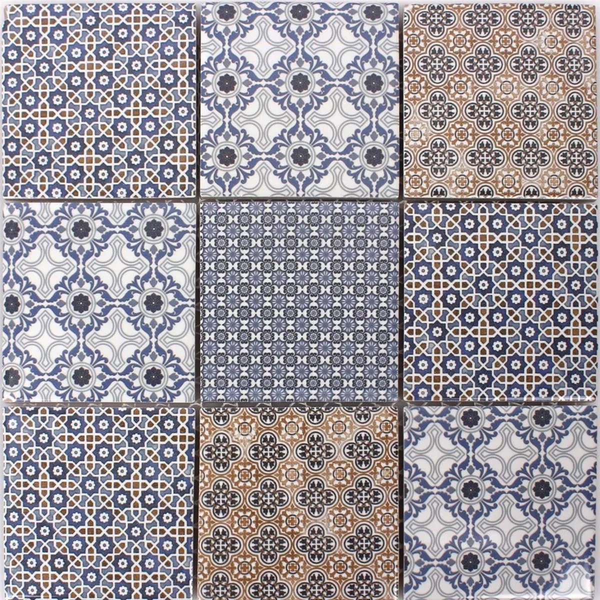Cerámica Azulejos De Mosaico Daymion Aspecto Retro Azul Marrón 97