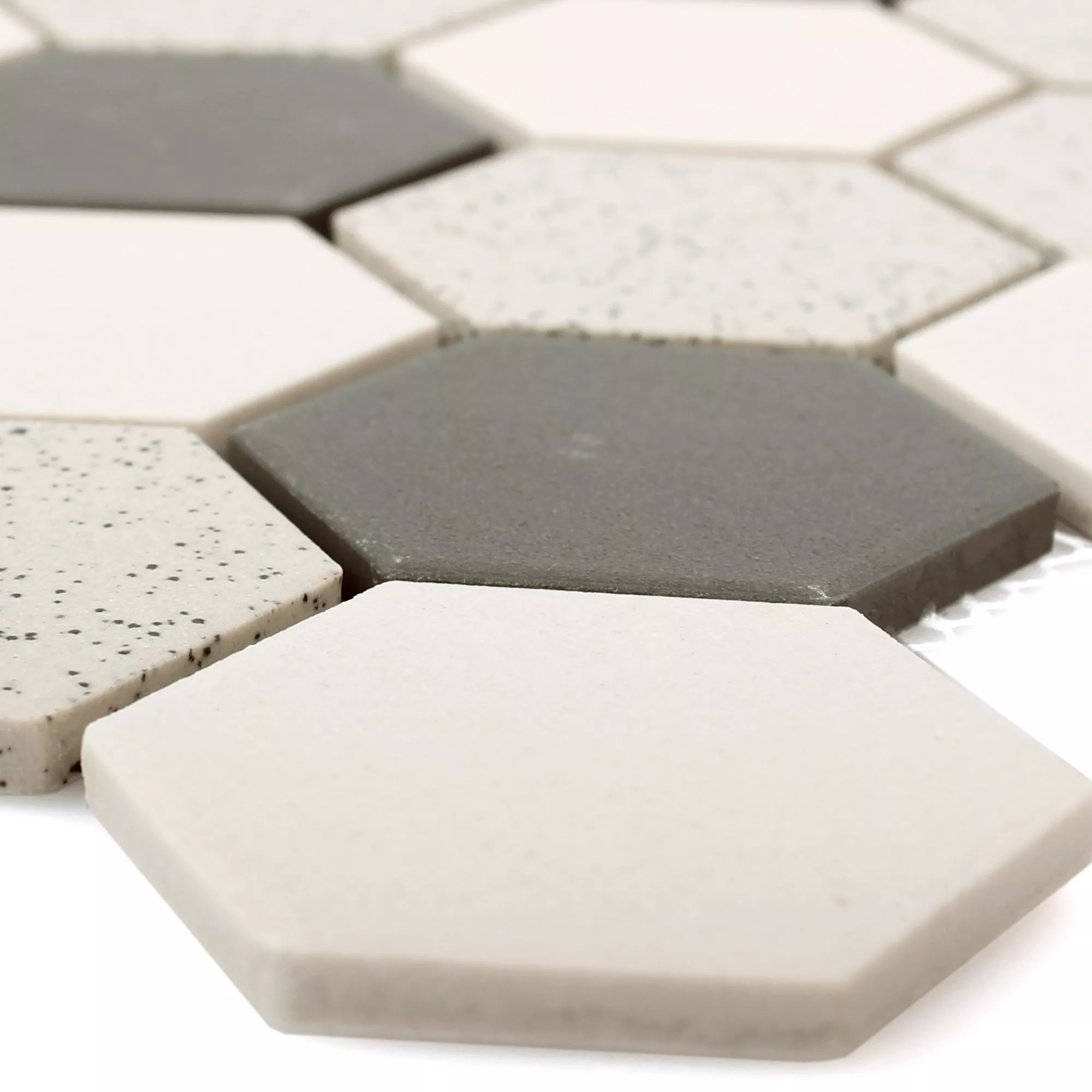 Cerámica Azulejos De Mosaico Monforte Hexagonales Negro Gris 51